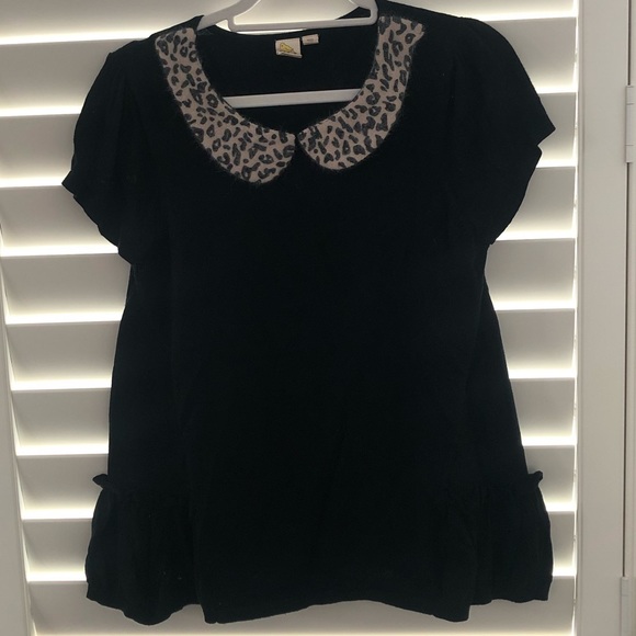 Anthropologie leopard collar knit top - Picture 2 of 7